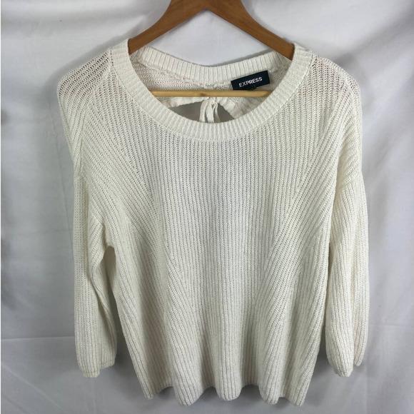 Express ribbed knit open back sweater S - Picture 3 of 6
